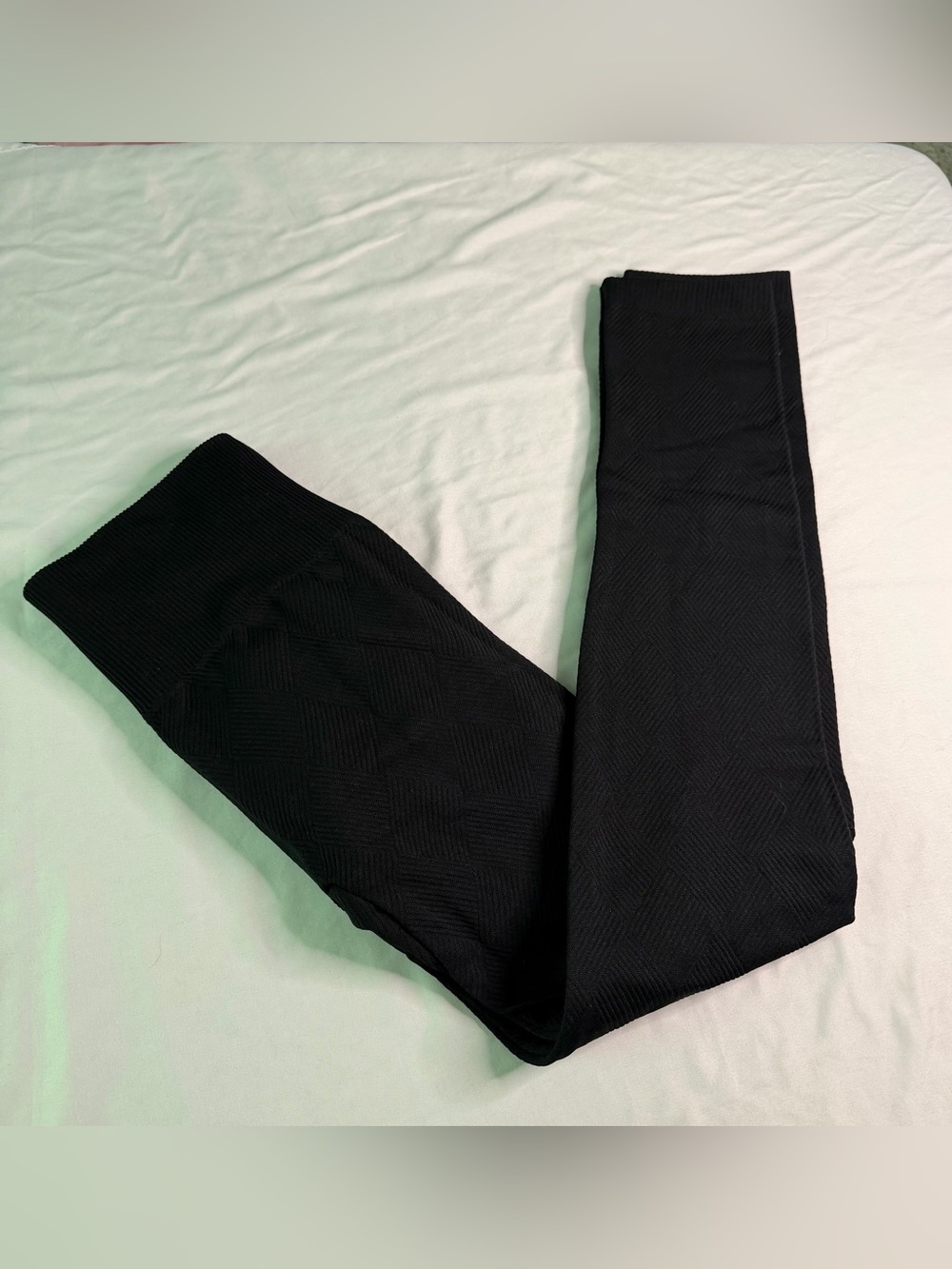 Maze‎ Collection Textured High Rise Stretch Geometric Leggings Black Size L/XL
